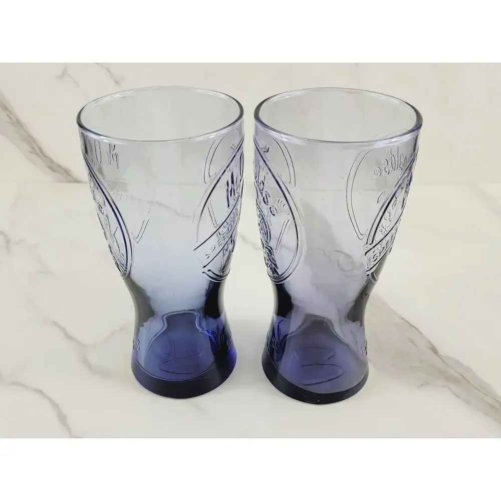 McDonald's Blue Purple Tall Glass 1955 Drinking Glasses 6 1/2